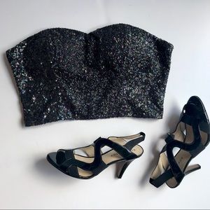 Multi colored Sequin Bustier Crop Top